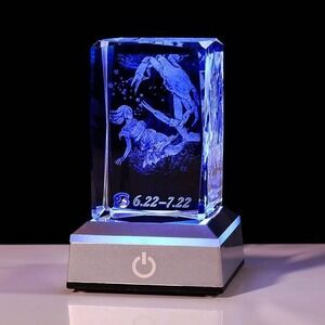 Crystal‎ Zodiac Block Cancer June 22-July 22 LED Light Base Gift Color Changing